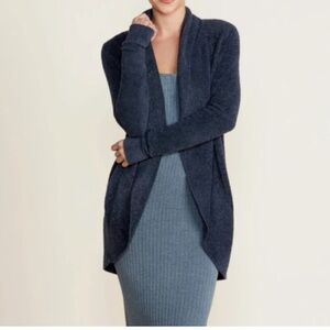 Barefoot Dreams Cozychic Lite Indigo Sweater Cardigan with Pockets XS/S